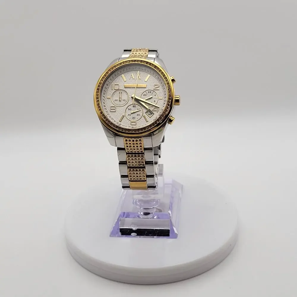 AX Two-Tone Stainless Steel Bracelet Quartz Chronograph Silver Dial 44mm 30m